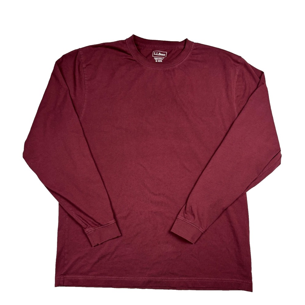 L.L. Bean Shirt Mens Medium Burgundy Long Sleeve Cotton NWT 224603 M